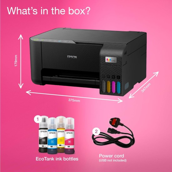 EPSON EcoTank A4 Multifunction Print Scan Copy Wi-Fi Inkjet Ink Tank Printer | ET-2860