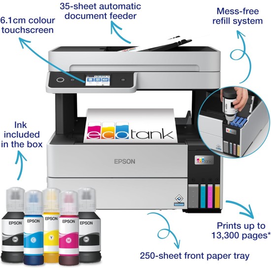 EPSON EcoTank A4 Multifunction Print Scan Copy Wi-Fi Inkjet Ink Tank Printer | ET-5150