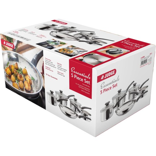 Judge Essentials 5-Piece Stainless Steel Kitchenware Saucepan Set | HPC1